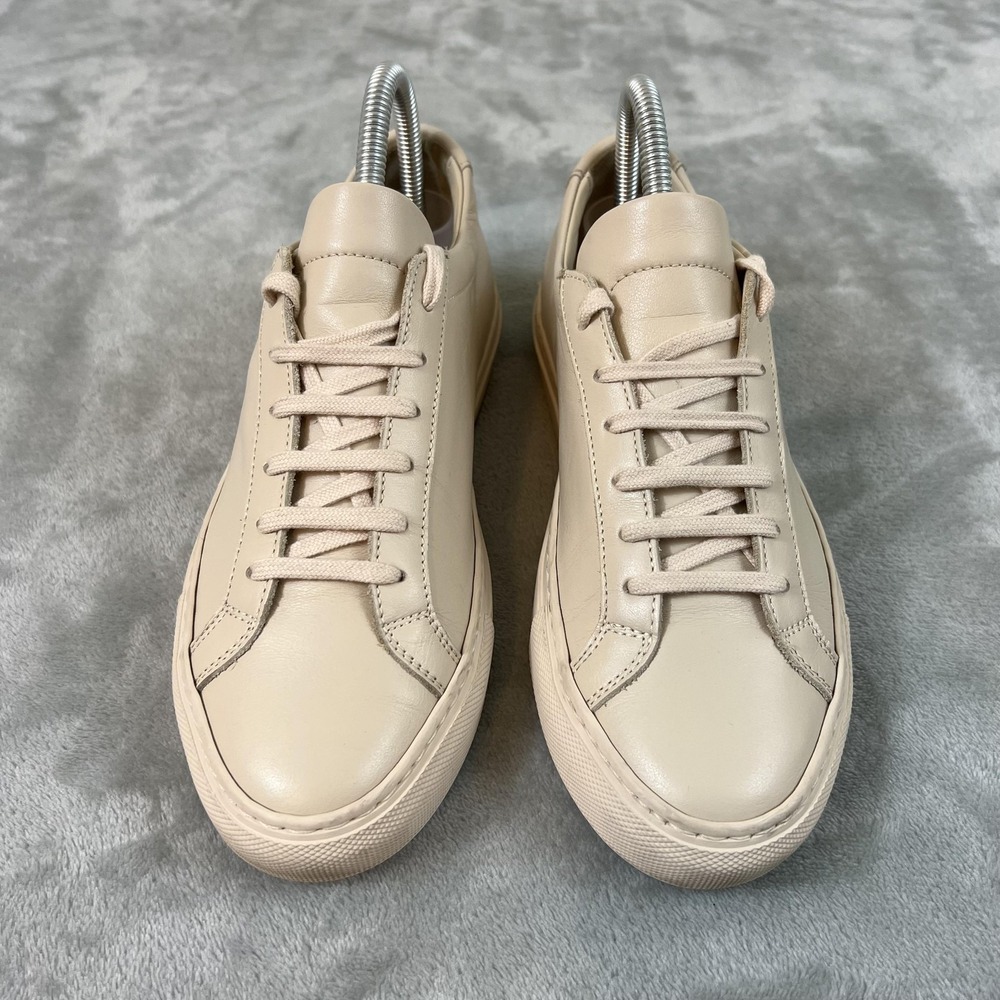 Common Projects Achilles Low Shoes Womens Size 7 Beige Leather Sneakers Italy - Picture 2 of 16